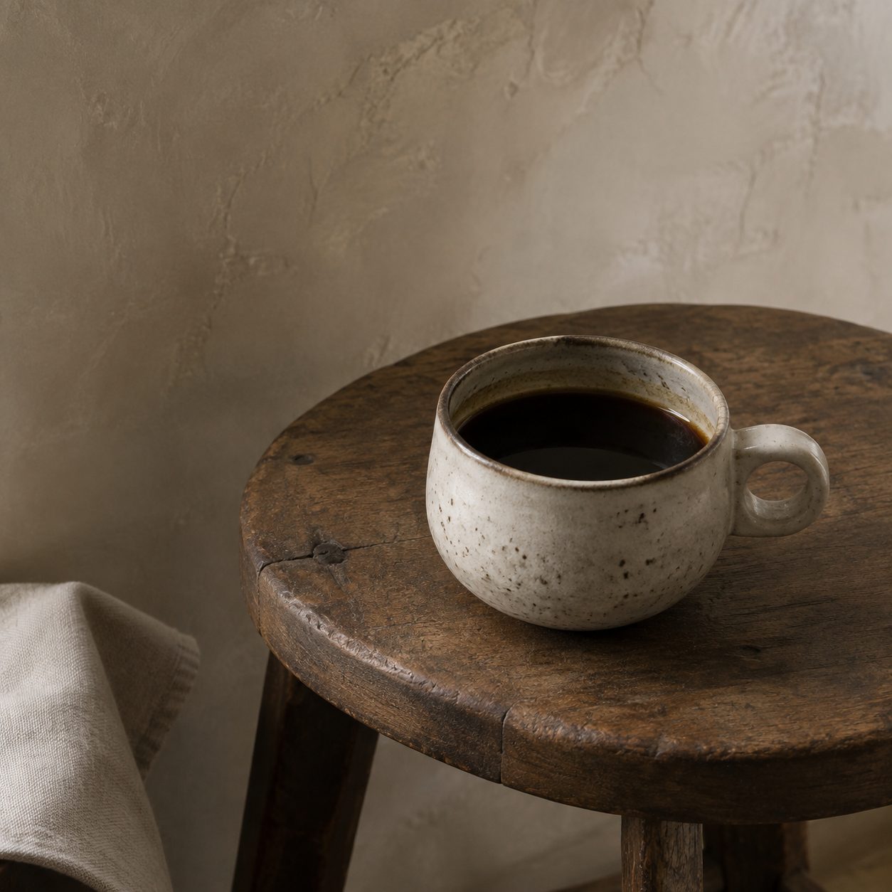Handmade ceramic cup arranged as a hospitality detail study